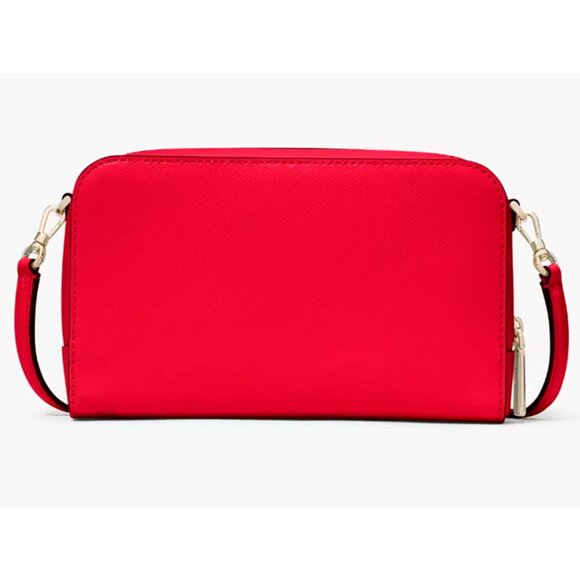 S Kate Spade Stacie Dual Zip Crossbody Bag Ruby Red Leather Purse KG036 NWT $259 - Picture 4 of 10